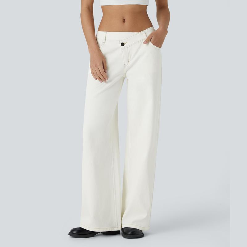 Lounge Flex PerfectFit™ Asymmetric Baggy Wide-Leg Jeans - Lounge