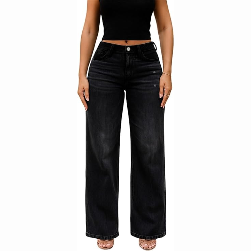 Lounge™ Mid-Low Rise Stretch Wide-Leg Baggy Jeans - Lounge