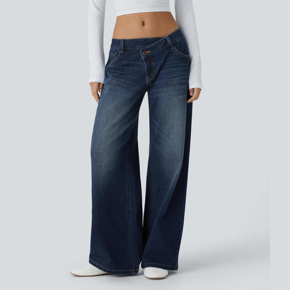 Lounge Flex PerfectFit™ Asymmetric Baggy Wide-Leg Jeans - Lounge