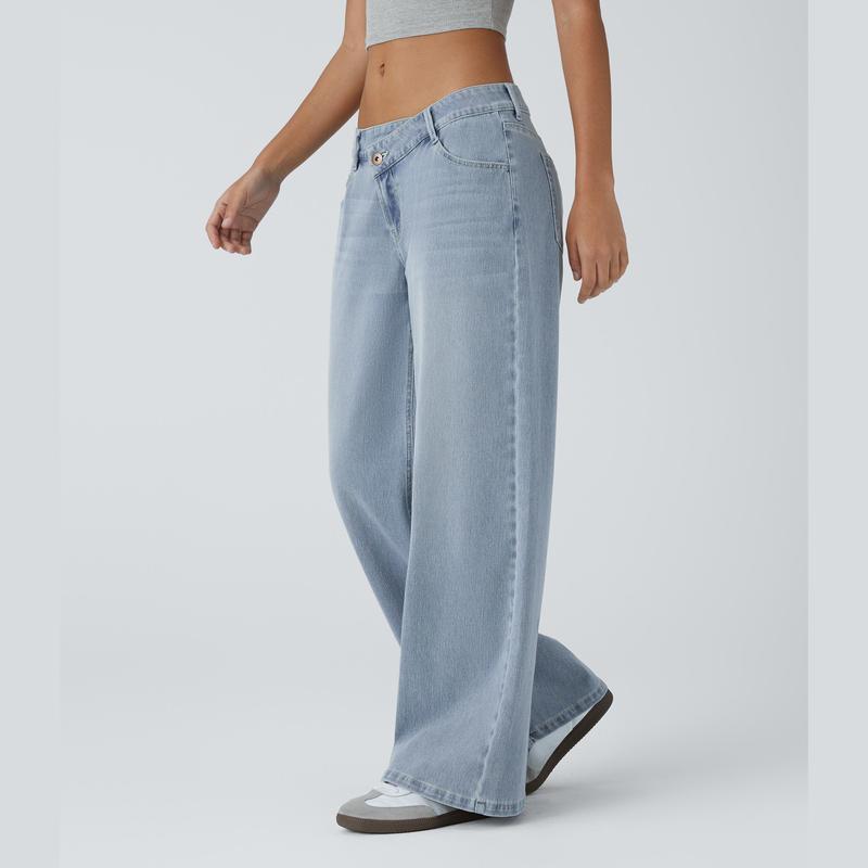 Lounge Flex PerfectFit™ Asymmetric Baggy Wide-Leg Jeans - Lounge