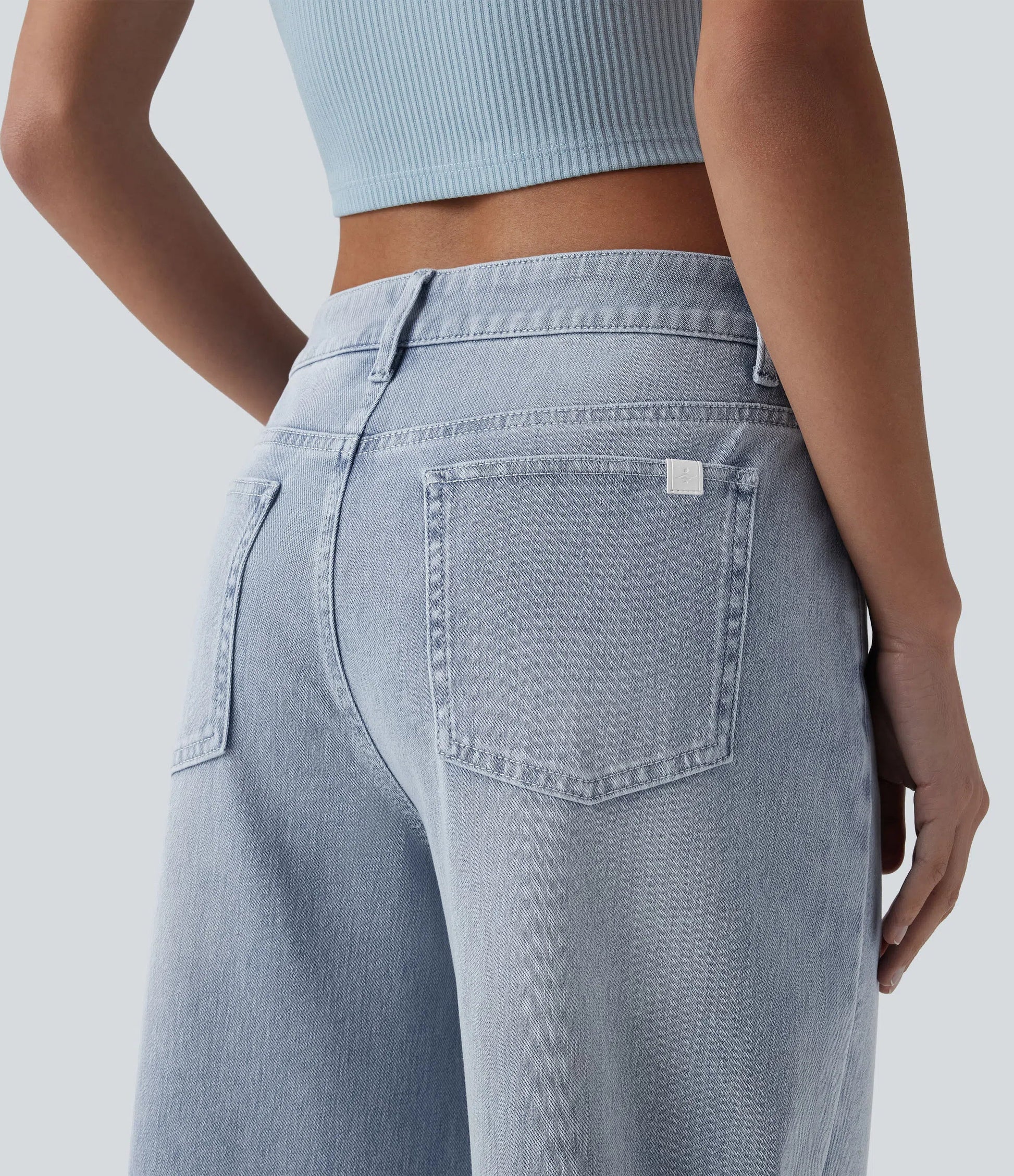 Lounge Flex™ Mid Rise Washed Baggy Wide Leg Casual Jeans with Pockets - Lounge